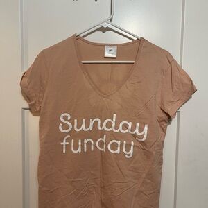 Women's Tan 'Sunday Funday' V-Neck Top